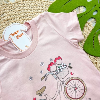 Conj. Blusa Little Lovely Ride e Short - Rosa Claro